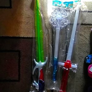 Multiple  14 in Box - Toy mixure swords and wands